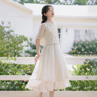 青少年2025夏季新款连衣裙初高中学生学院风新中式旗袍少女套装
