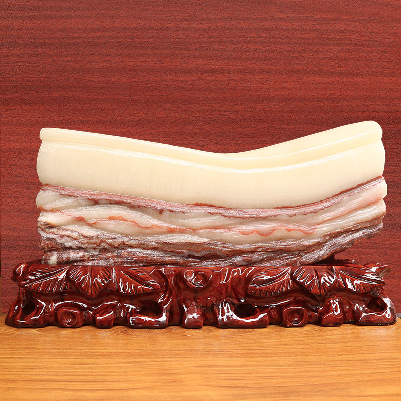 36*19*3cm4631g天然石材奇石摆件猪肉石五花肉桌面装饰雕刻石摆件