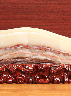 26*16*2cm2027g天然石材奇石摆件猪肉石五花肉桌面装饰雕刻石摆件