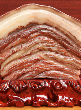 21*21*4cm2588g天然石材奇石摆件猪肉石五花肉桌面装饰雕刻石摆件