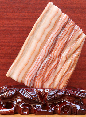 18*21*2cm1265g天然石材奇石摆件猪肉石五花肉桌面装饰雕刻石摆件