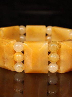 25*18*9mm8颗 圆珠24颗83g天然桂林鸡血玉石手链田湾料男士手链