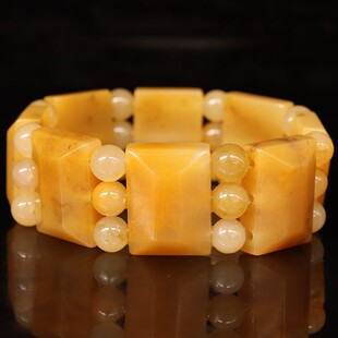 25*18*9mm8颗 圆珠24颗83g天然桂林鸡血玉石手链田湾料男士手链