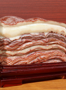 19*20*7cm7130g天然石材奇石摆件猪肉石五花肉桌面装饰雕刻石摆件