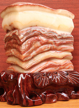 15*17*6cm3110g天然石材奇石摆件猪肉石五花肉桌面装饰雕刻石摆件