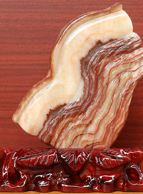 19*24*2cm1503g天然石材奇石摆件猪肉石五花肉桌面装饰雕刻石摆件