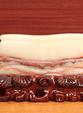 22*14*2cm1573g天然石材奇石摆件猪肉石五花肉桌面装饰雕刻石摆件