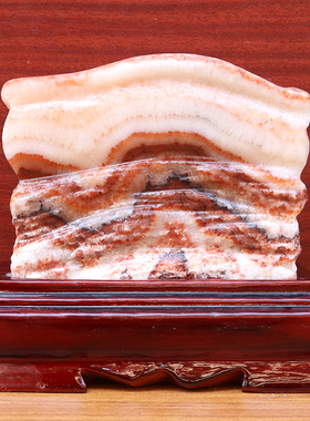 16*14*6cm2350g天然石材奇石摆件猪肉石五花肉桌面装饰雕刻石摆件