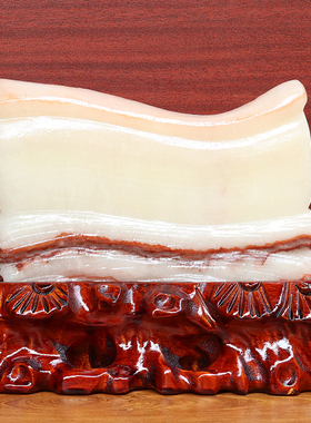 22*16*2cm1449g天然石材奇石摆件猪肉石五花肉桌面装饰雕刻石摆件