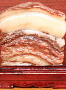16*17*3cm1416g天然石材奇石摆件猪肉石五花肉桌面装饰雕刻石摆件