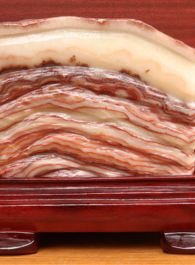 23*22*9cm8111g天然石材奇石摆件猪肉石五花肉桌面雕刻石摆件