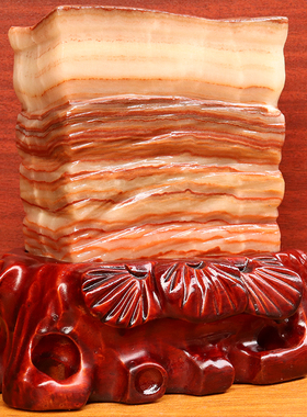 15*16*5cm1985g天然石材奇石摆件猪肉石五花肉桌面装饰雕刻石摆件