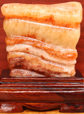 11*12*3cm618g天然石材奇石摆件猪肉石五花肉桌面装饰雕刻石摆件