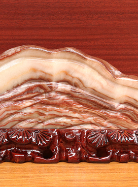 24*16*2cm1589g天然石材奇石摆件猪肉石五花肉桌面雕刻石摆件