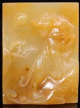 52*39*9mm34g天然玉石挂件桂林鸡血玉石贵妃料黑底红男士虎啸