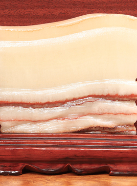 17*15*2cm1069g天然石材奇石摆件猪肉石五花肉桌面装饰雕刻石摆件