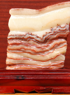 14*16*3cm1305g天然石材奇石摆件猪肉石五花肉桌面装饰雕刻石摆件