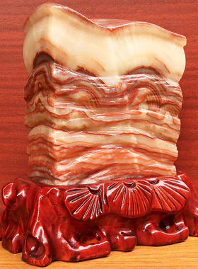 17*20*5cm3188g天然石材奇石摆件猪肉石五花肉桌面装饰雕刻石摆件