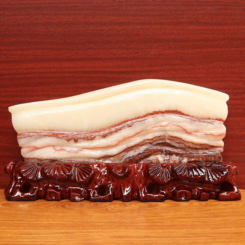 31*16*2cm2457g天然石材奇石摆件猪肉石五花肉桌面装饰雕刻石摆件