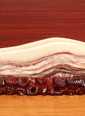 31*16*2cm2457g天然石材奇石摆件猪肉石五花肉桌面装饰雕刻石摆件