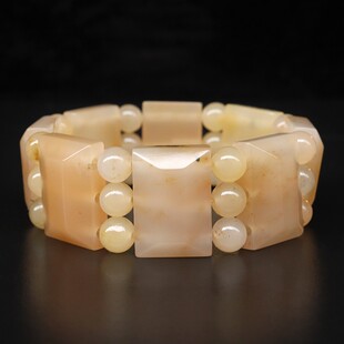 25*17*8mmmm8颗 圆珠24颗79g天然桂林鸡血玉石手链田湾料男士手链