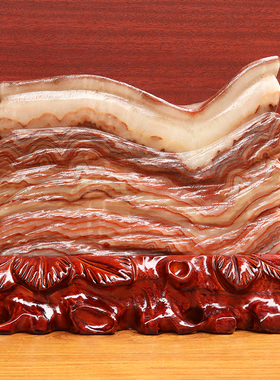 28*22*3cm3566g天然石材奇石摆件猪肉石五花肉桌面装饰雕刻石摆件