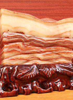 20*15*2cm1300g天然石材奇石摆件猪肉石五花肉桌面装饰雕刻石摆件