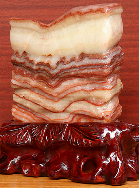 16*17*4cm1826g天然石材奇石摆件猪肉石五花肉桌面装饰雕刻石摆件