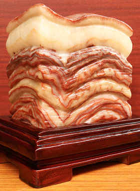 18*19*9cm5450g天然石材奇石摆件猪肉石五花肉桌面装饰雕刻石摆件