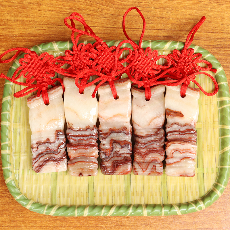 30*19*78mm764g天然肉石广西柳州红烧肉腊肉五花肉摆件拼盘