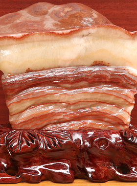 19*21*10cm6090g天然石材奇石摆件猪肉石五花肉桌面雕刻石摆件