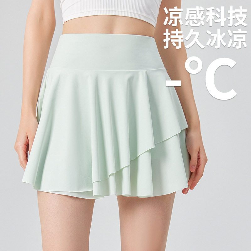 凉感网球百褶裙女夏带口袋防走光速干高腰高尔夫短裙瑜伽服运动裙