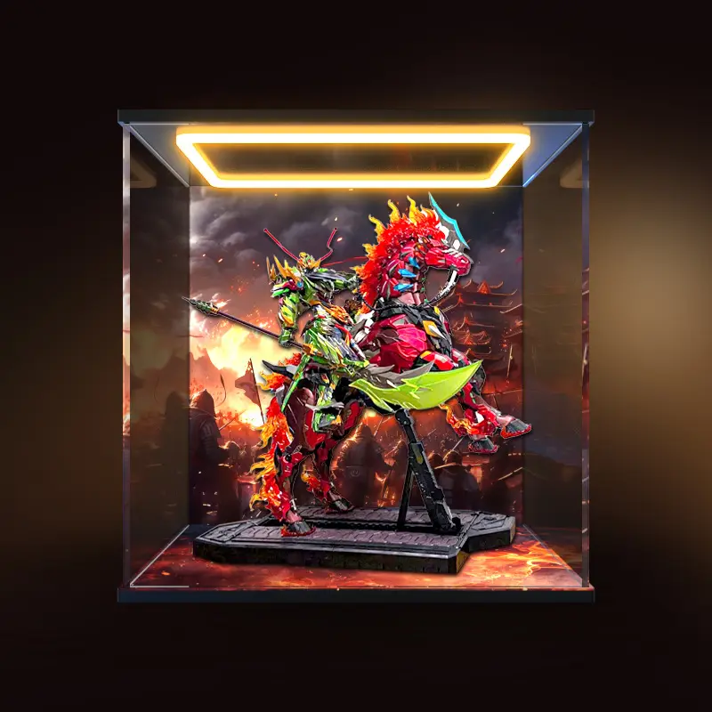 适用摩动核武曲星君关羽赤焰火龙驹摆件模型玩具回灯亚克力收纳盒