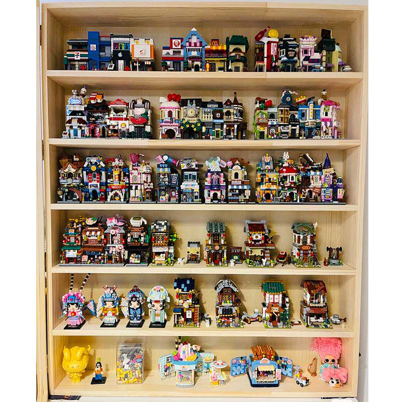loz街景展示盒乐高积木萌粒收纳方头仔收纳架盲盒手办展示柜挂墙
