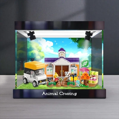 适用 积木77052广场上的KK演唱会动物森友会模型防尘罩高清收纳盒