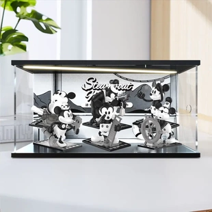 适用POPMART泡泡玛特迪尼士威利号汽船系列手办盲盒亚克力收纳盒