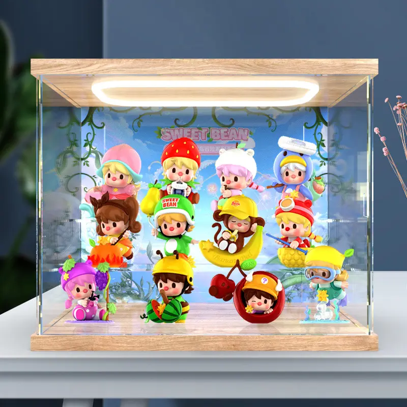 适用泡泡玛特小甜豆 水果岛冒险系列手办盲盒亚克力回型灯收纳盒