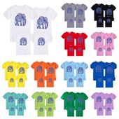 t恤母子装 款 全家庭装 四季 亲子装 一家三四口大象卡通纯棉圆领短袖