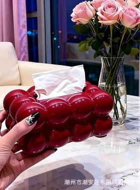 创意高颜值棉花糖纸巾盒客厅茶几抽纸收纳盒高档酒店KVT抽纸盒