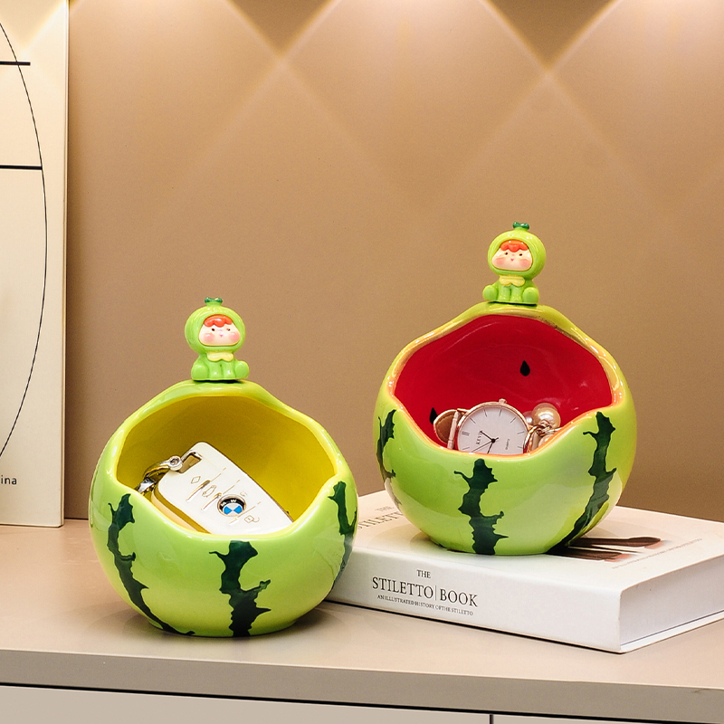 进门口陶瓷钥匙收纳摆件入户玄关桌面可爱置物架客厅装饰乔迁礼物