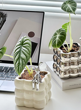 客厅白色多肉厂家直销小号四方形花卉新款水培无孔好看的摆件花盆