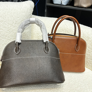 福宝马鞍皮头层牛皮H家真皮女包贝壳包轻奢手提斜挎女包