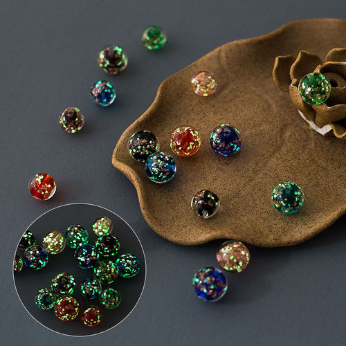 饰品材料包金沙夜光琉璃珠散珠DIY手工串珠手链手串配饰玻璃珠