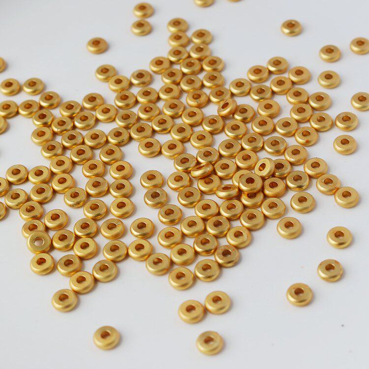 18k包金保色沙金哑光隔片平片4mm/5mm/6mm扁片珠diy饰品散珠100颗图片