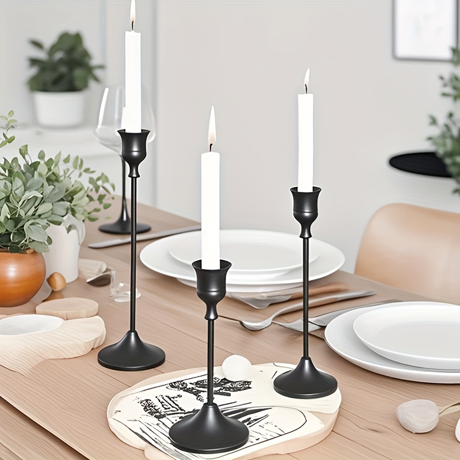 北欧烛台摆件黑色家居客厅餐桌摆设浪漫烛台复古