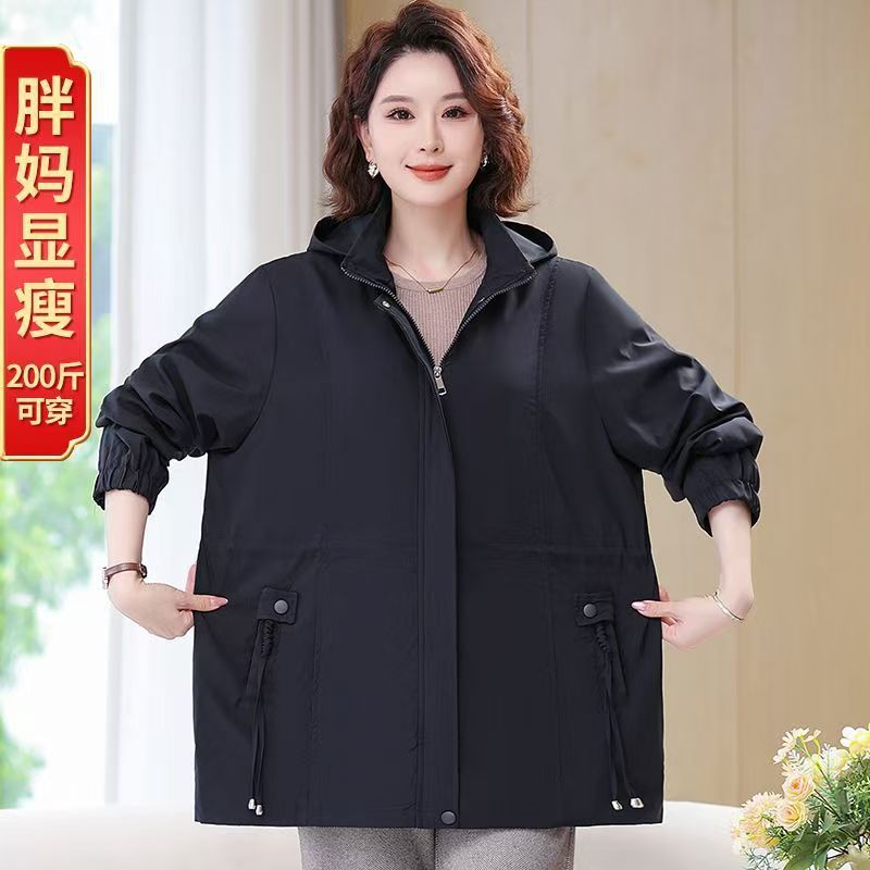 胖妈妈风衣外套中老年女装大码