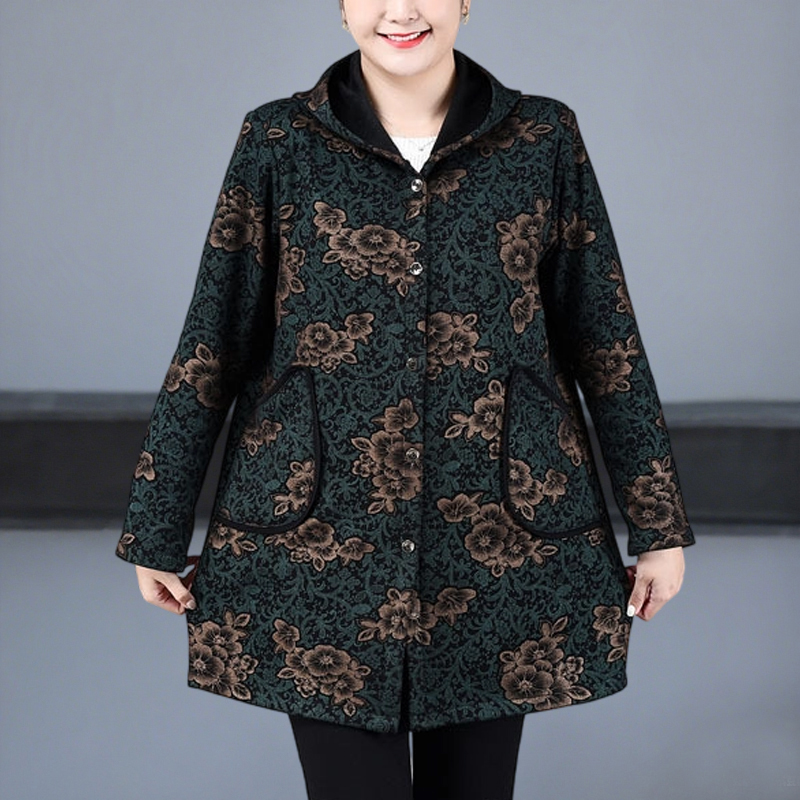 胖妈妈加绒风衣外套中老年人