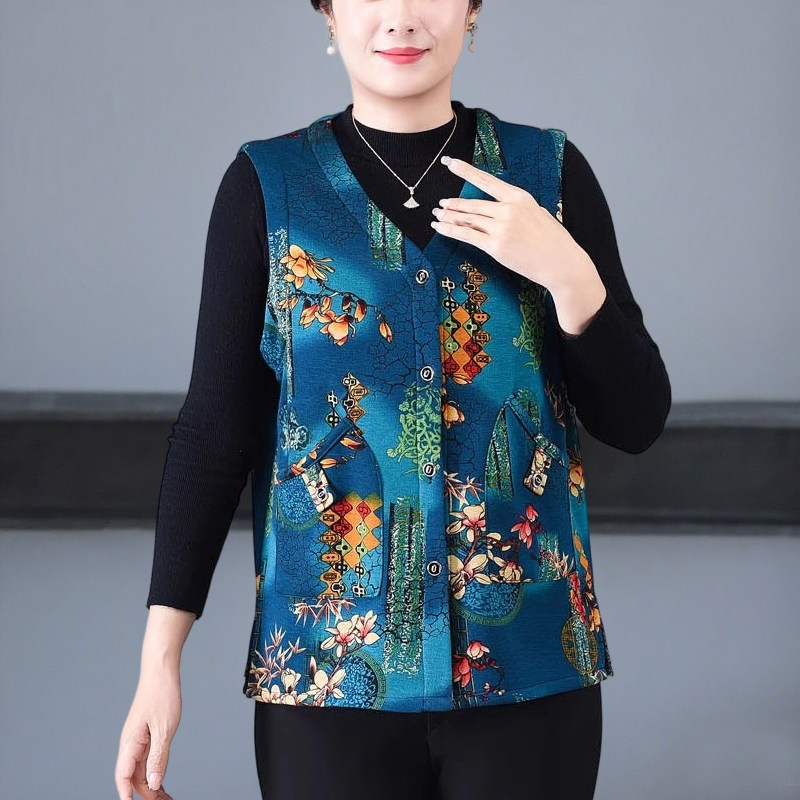 中老年人马甲外套妈妈秋冬装奶奶上衣加绒坎肩特大码女装时尚洋气