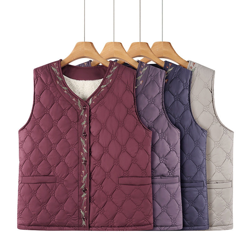 中老年女装冬装马甲妈妈装加绒加厚保暖坎肩奶奶背心外套加肥加大