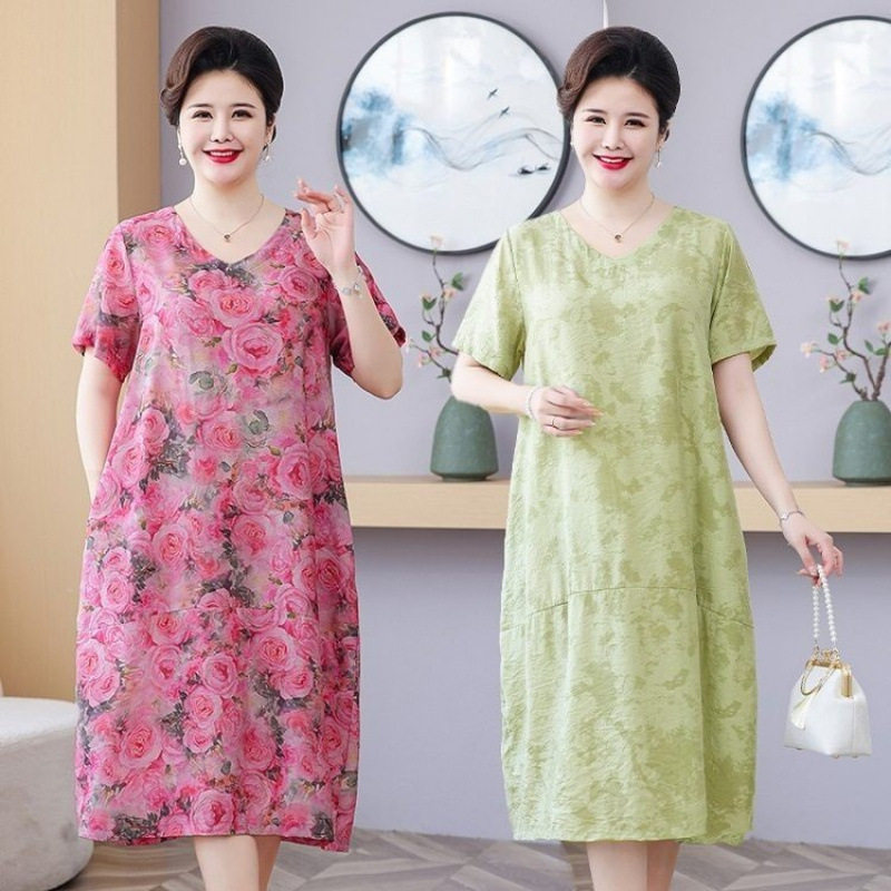大码女装妈妈加肥加大夏装连衣裙